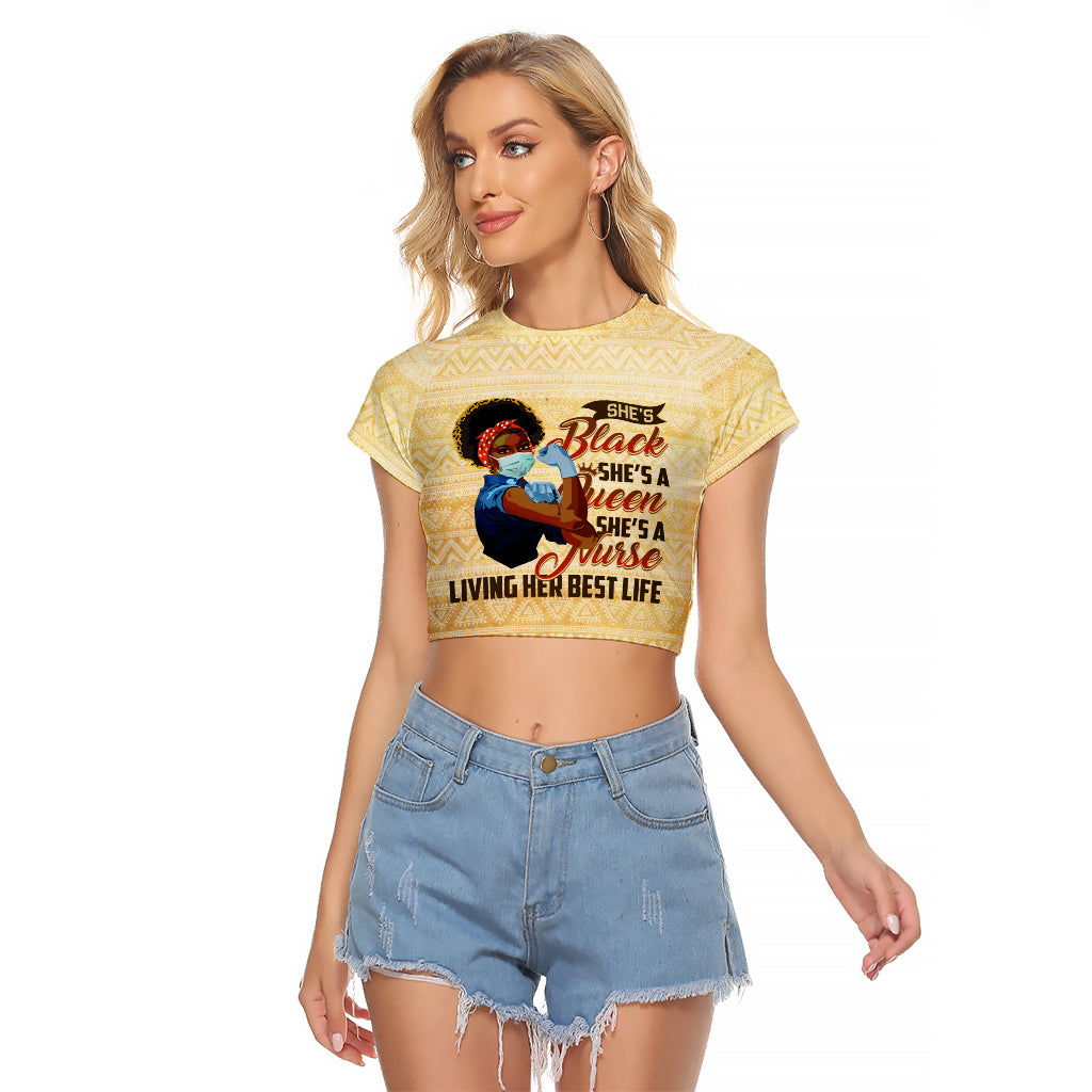 Afro Nurses Raglan Cropped T Shirt Black Queen African - Wonder Print Shop