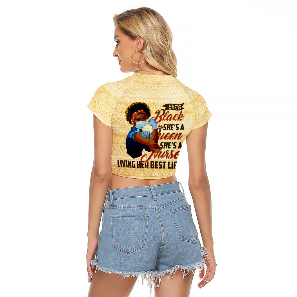 Afro Nurses Raglan Cropped T Shirt Black Queen African - Wonder Print Shop