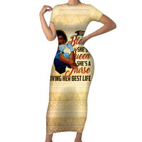 Afro Nurses Short Sleeve Bodycon Dress Black Queen African - Wonder Print Shop