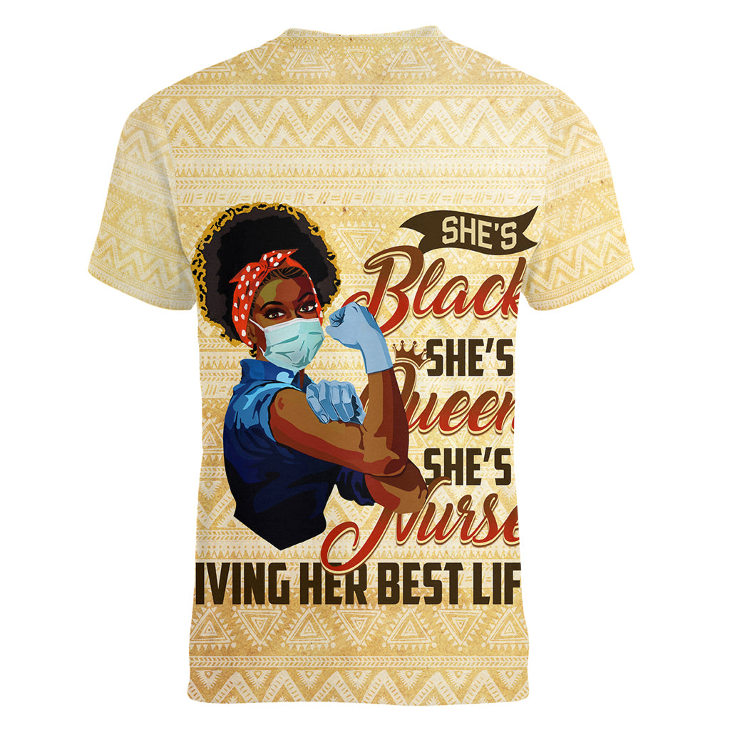 Afro Nurses Women V Neck T Shirt Black Queen African - Wonder Print Shop