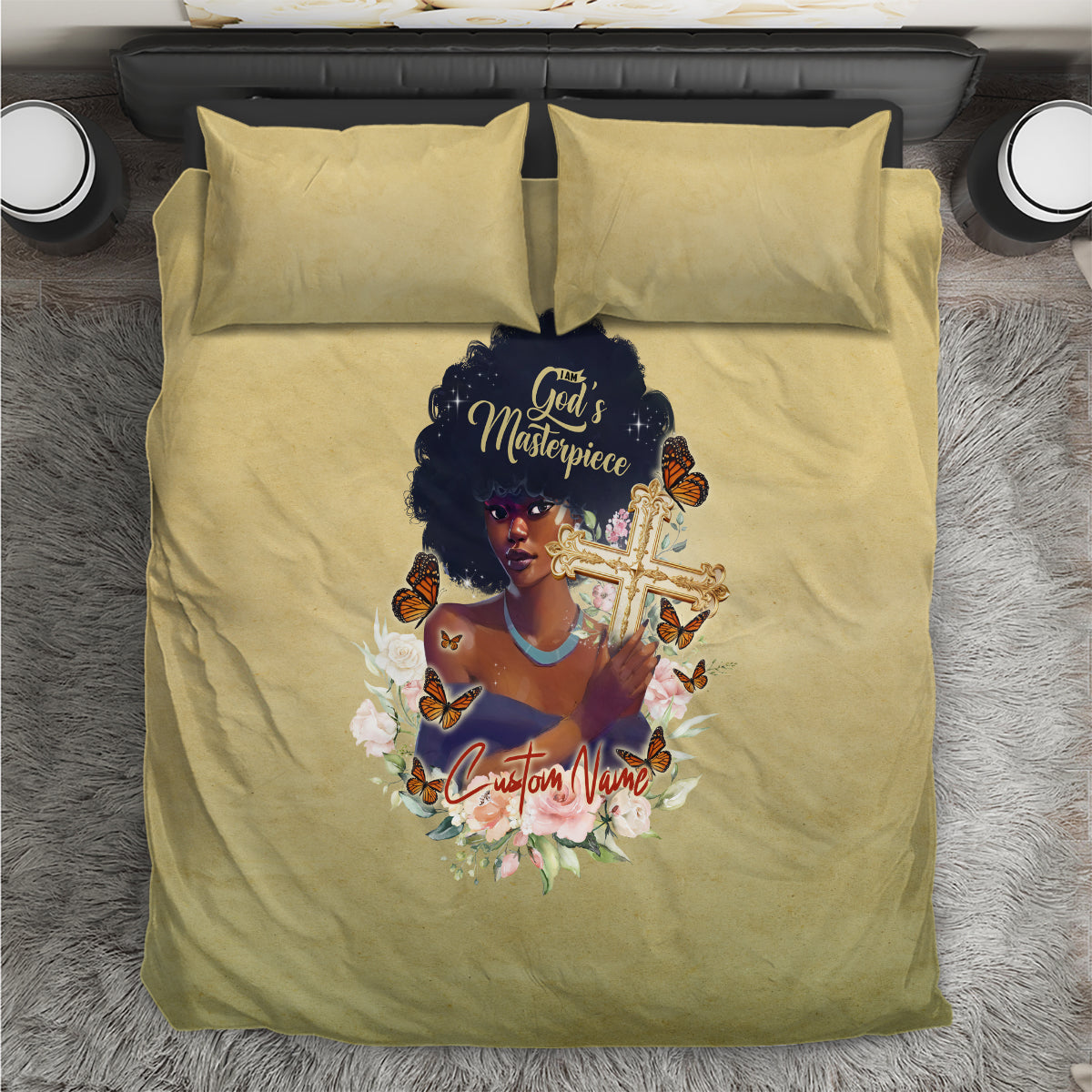 Personalized I Am God's Masterpiece Bedding Set African Women