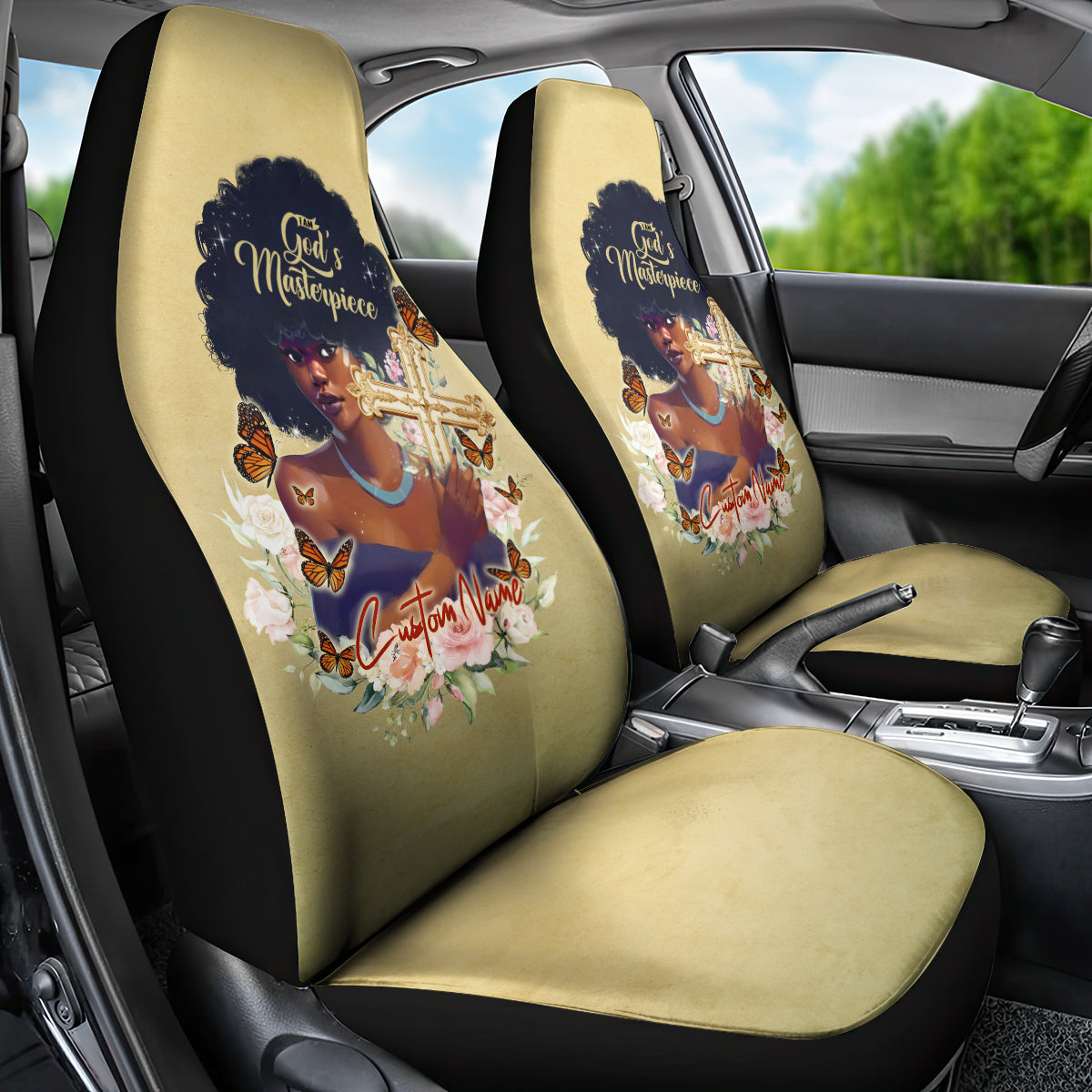 Personalized I Am God's Masterpiece Car Seat Cover African Women - Wonder Print Shop
