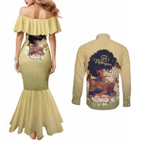 Personalized I Am God's Masterpiece Couples Matching Mermaid Dress and Long Sleeve Button Shirt African Women DT02