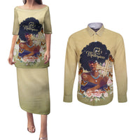 Personalized I Am God's Masterpiece Couples Matching Puletasi and Long Sleeve Button Shirt African Women - Wonder Print Shop