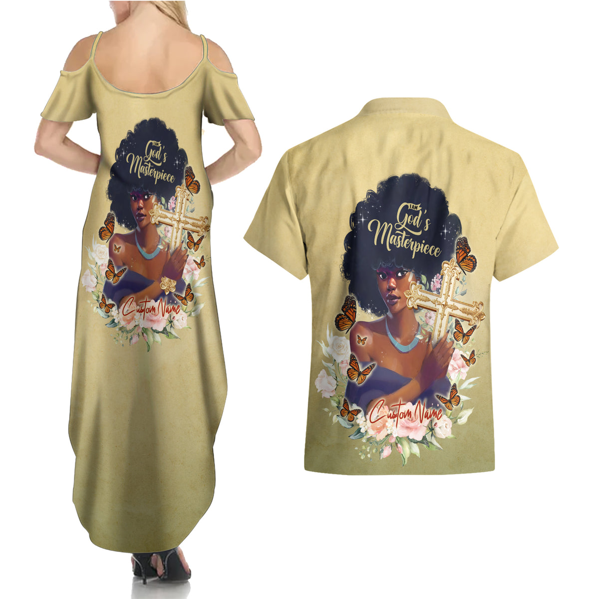 Personalized I Am God's Masterpiece Couples Matching Summer Maxi Dress and Hawaiian Shirt African Women - Wonder Print Shop