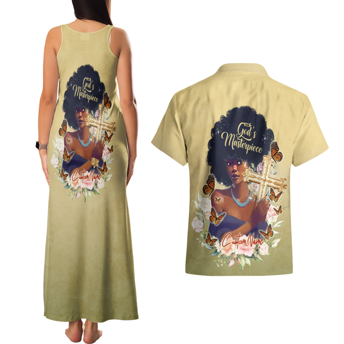 Personalized I Am God's Masterpiece Couples Matching Tank Maxi Dress and Hawaiian Shirt African Women - Wonder Print Shop
