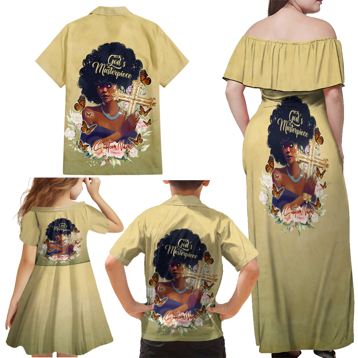 Personalized I Am God's Masterpiece Family Matching Off Shoulder Maxi Dress and Hawaiian Shirt African Women - Wonder Print Shop