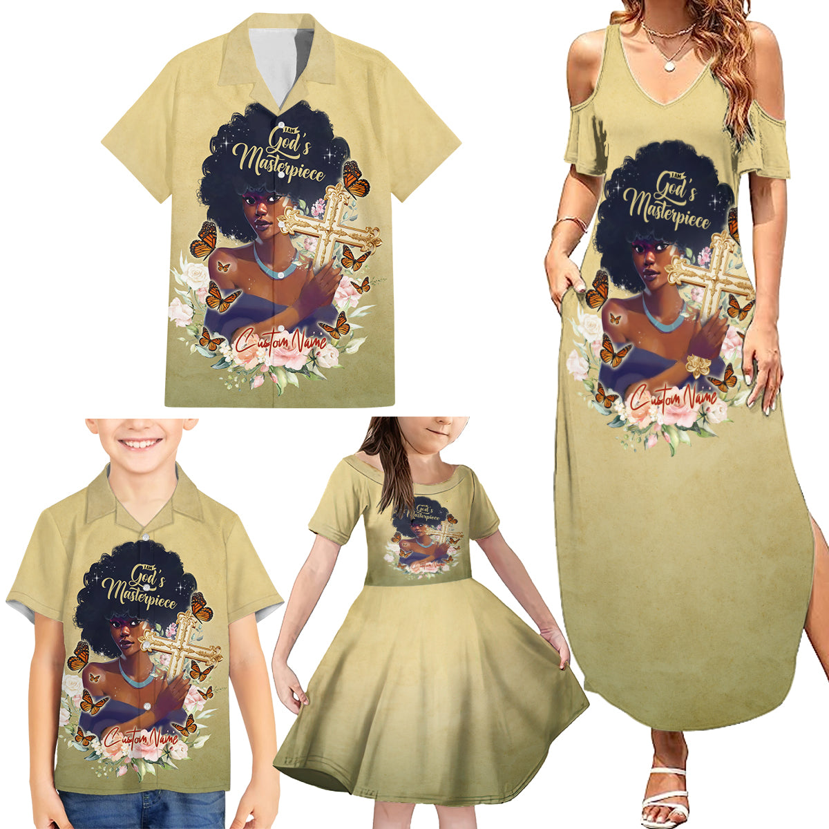 Personalized I Am God's Masterpiece Family Matching Summer Maxi Dress and Hawaiian Shirt African Women - Wonder Print Shop