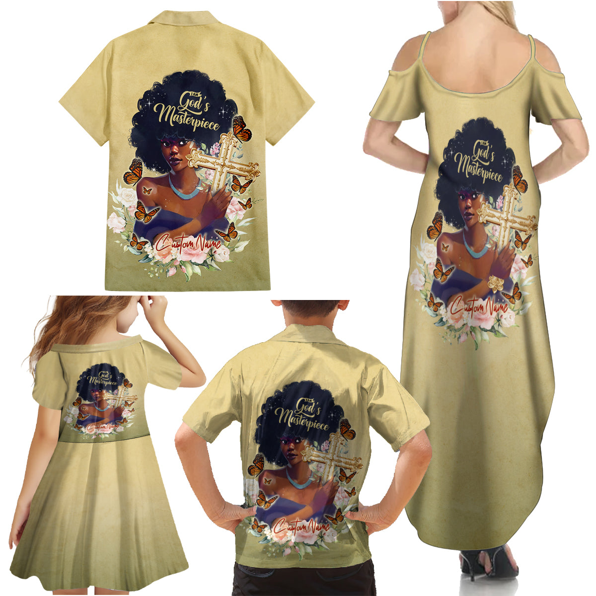 Personalized I Am God's Masterpiece Family Matching Summer Maxi Dress and Hawaiian Shirt African Women - Wonder Print Shop