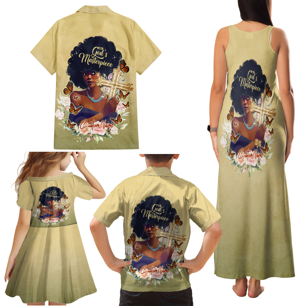 Personalized I Am God's Masterpiece Family Matching Tank Maxi Dress and Hawaiian Shirt African Women - Wonder Print Shop