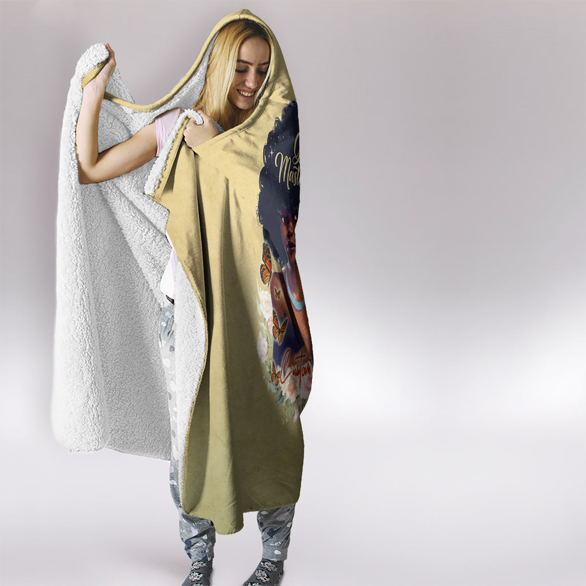 Personalized I Am God's Masterpiece Hooded Blanket African Women