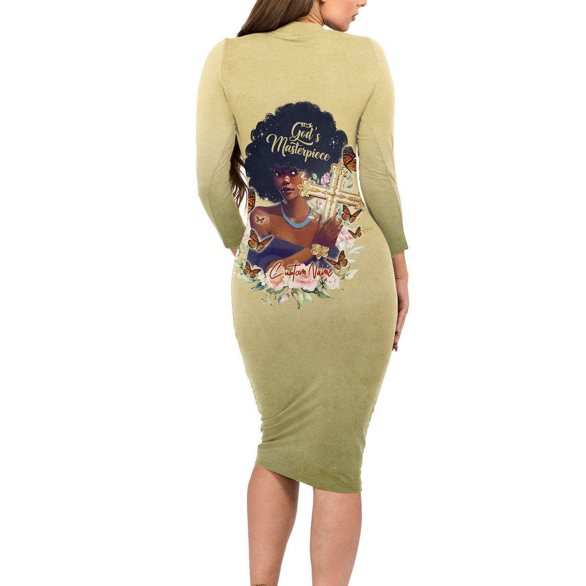 Personalized I Am God's Masterpiece Long Sleeve Bodycon Dress African Women - Wonder Print Shop