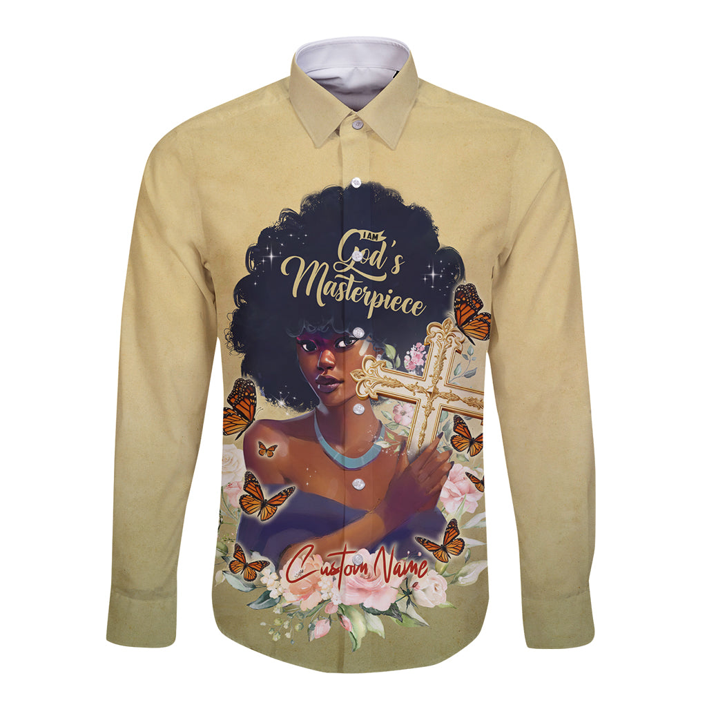 Personalized I Am God's Masterpiece Long Sleeve Button Shirt African Women - Wonder Print Shop