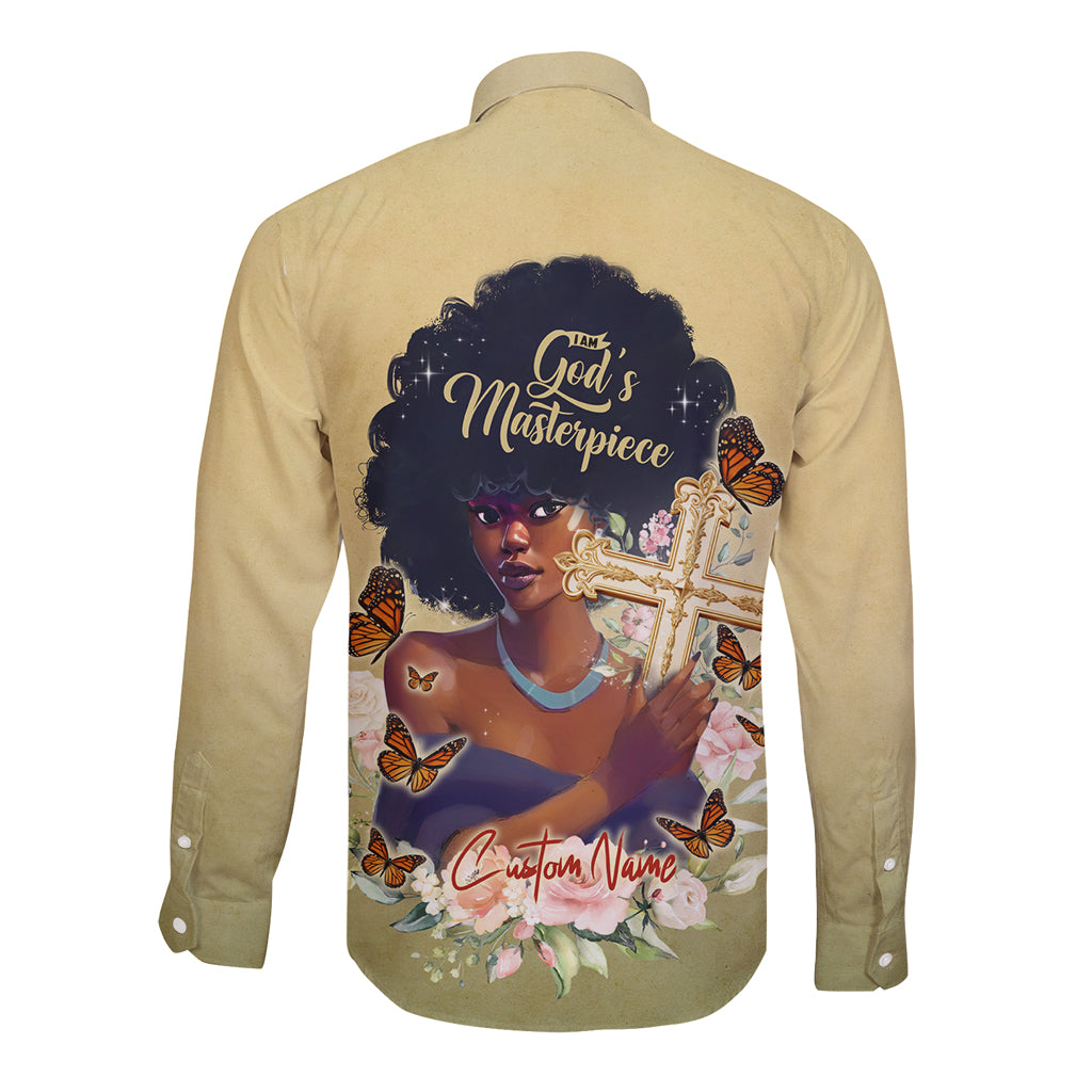 Personalized I Am God's Masterpiece Long Sleeve Button Shirt African Women - Wonder Print Shop