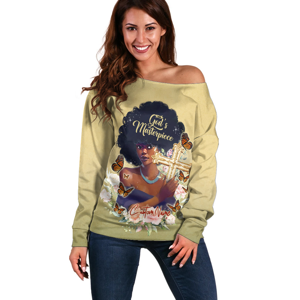 Personalized I Am God's Masterpiece Off Shoulder Sweater African Women - Wonder Print Shop
