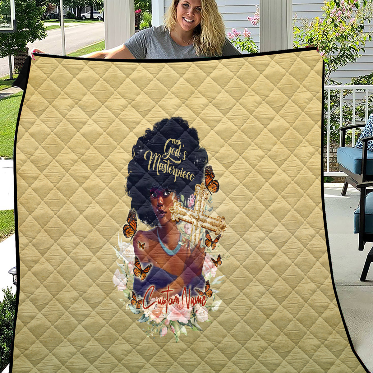 Personalized I Am God's Masterpiece Quilt African Women - Wonder Print Shop