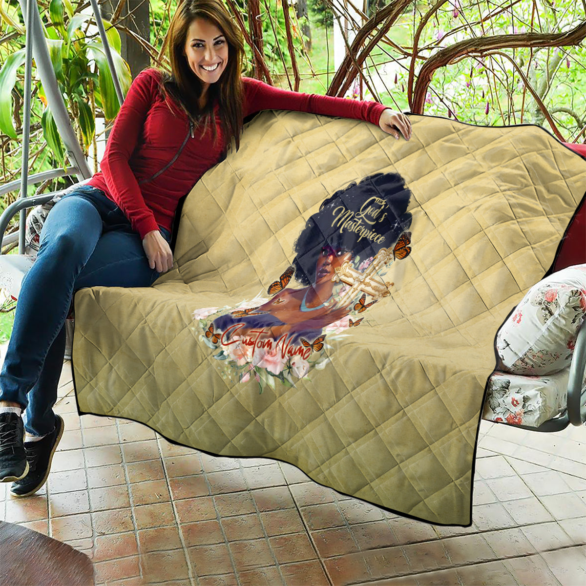 Personalized I Am God's Masterpiece Quilt African Women - Wonder Print Shop