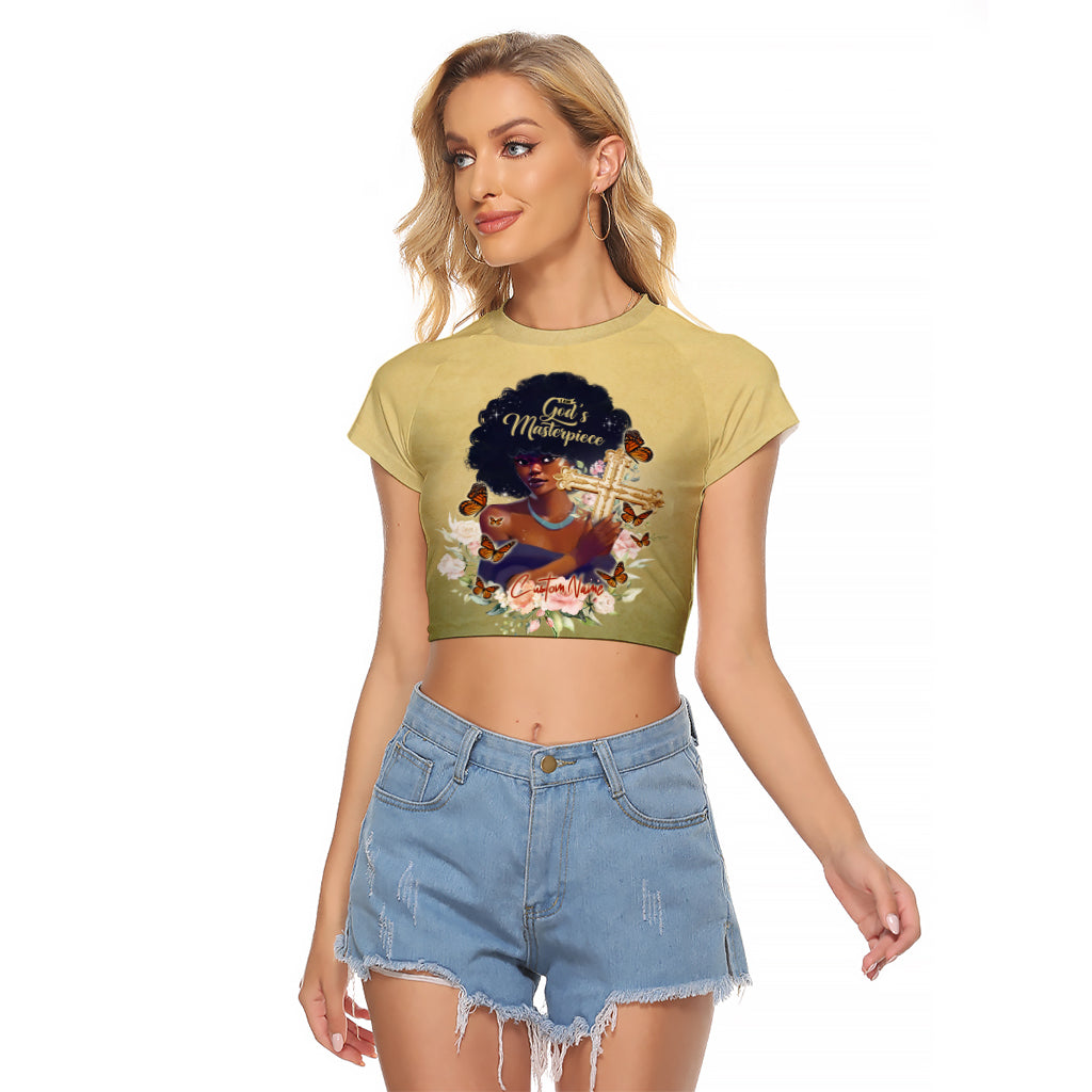 Personalized I Am God's Masterpiece Raglan Cropped T Shirt African Women - Wonder Print Shop