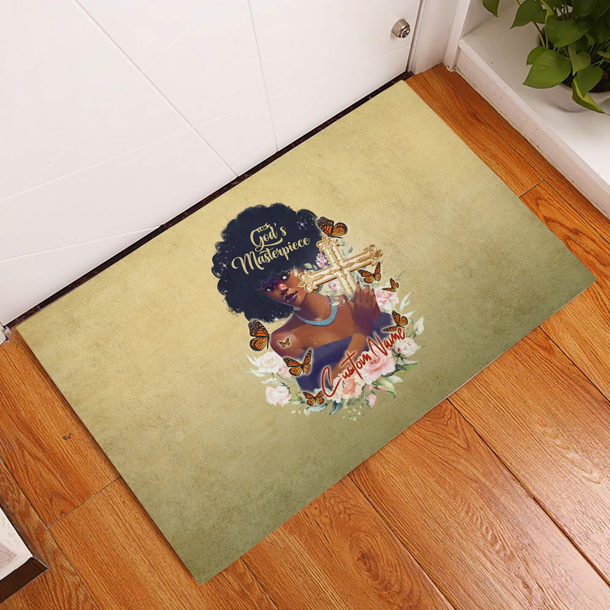 Personalized I Am God's Masterpiece Rubber Doormat African Women - Wonder Print Shop