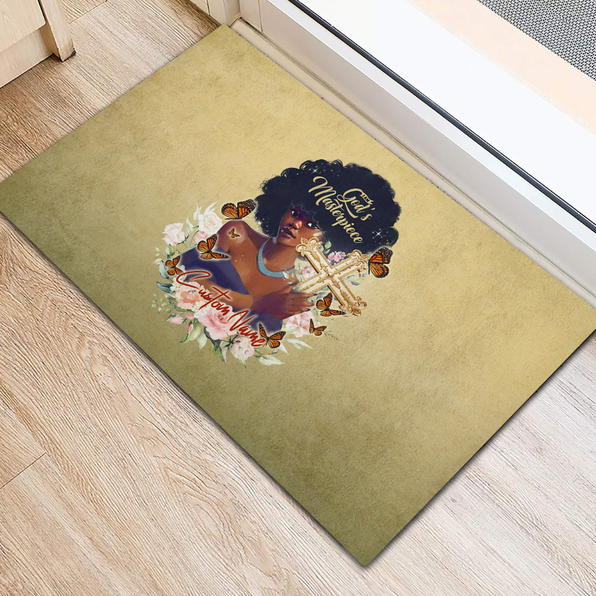 Personalized I Am God's Masterpiece Rubber Doormat African Women - Wonder Print Shop