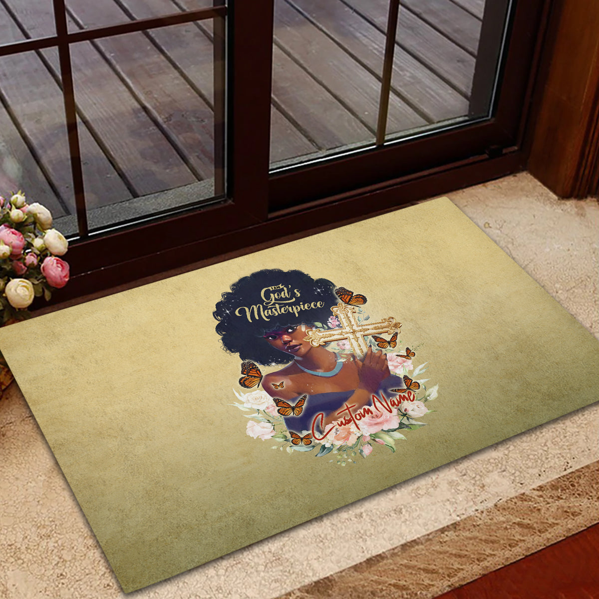 Personalized I Am God's Masterpiece Rubber Doormat African Women - Wonder Print Shop