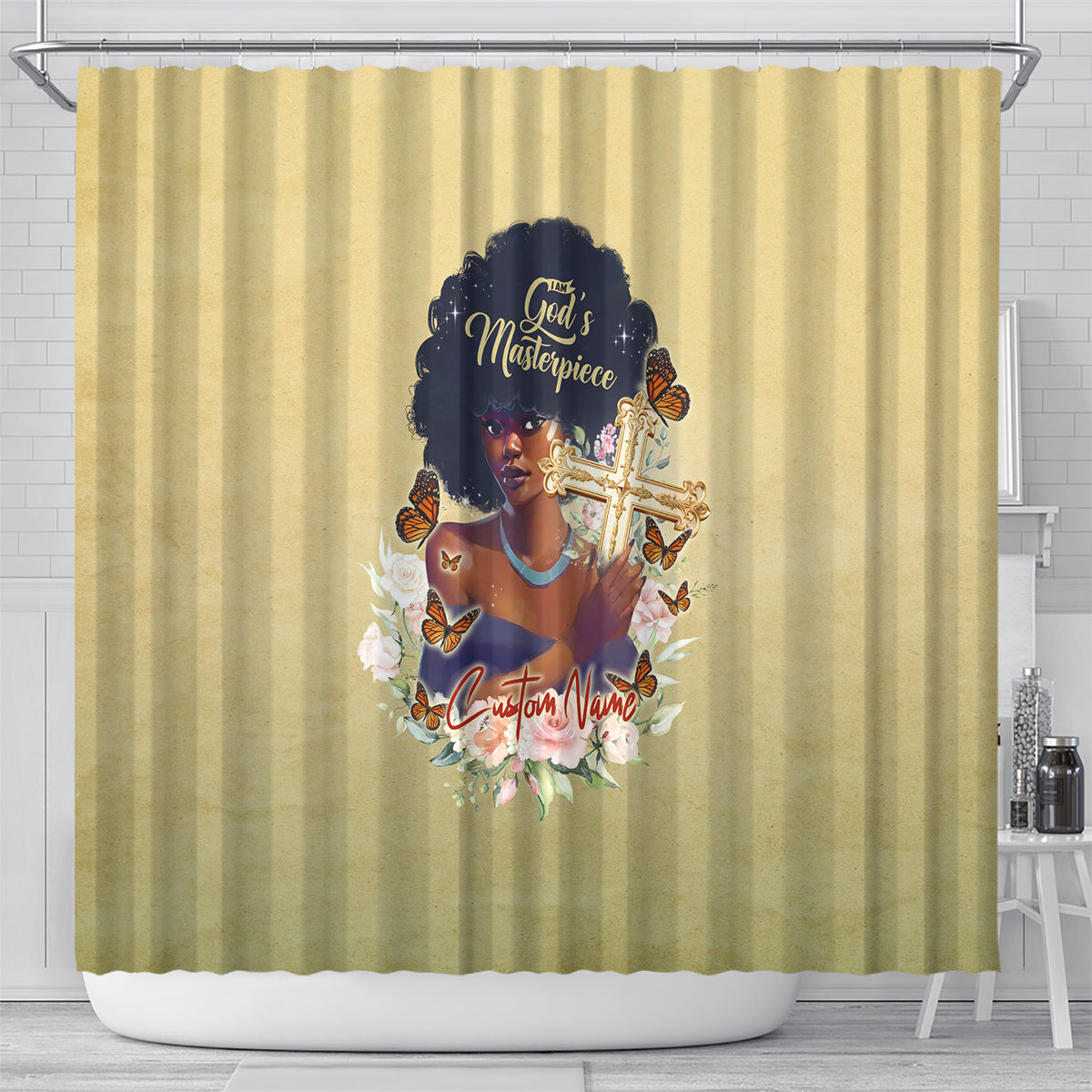 Personalized I Am God's Masterpiece Shower Curtain African Women