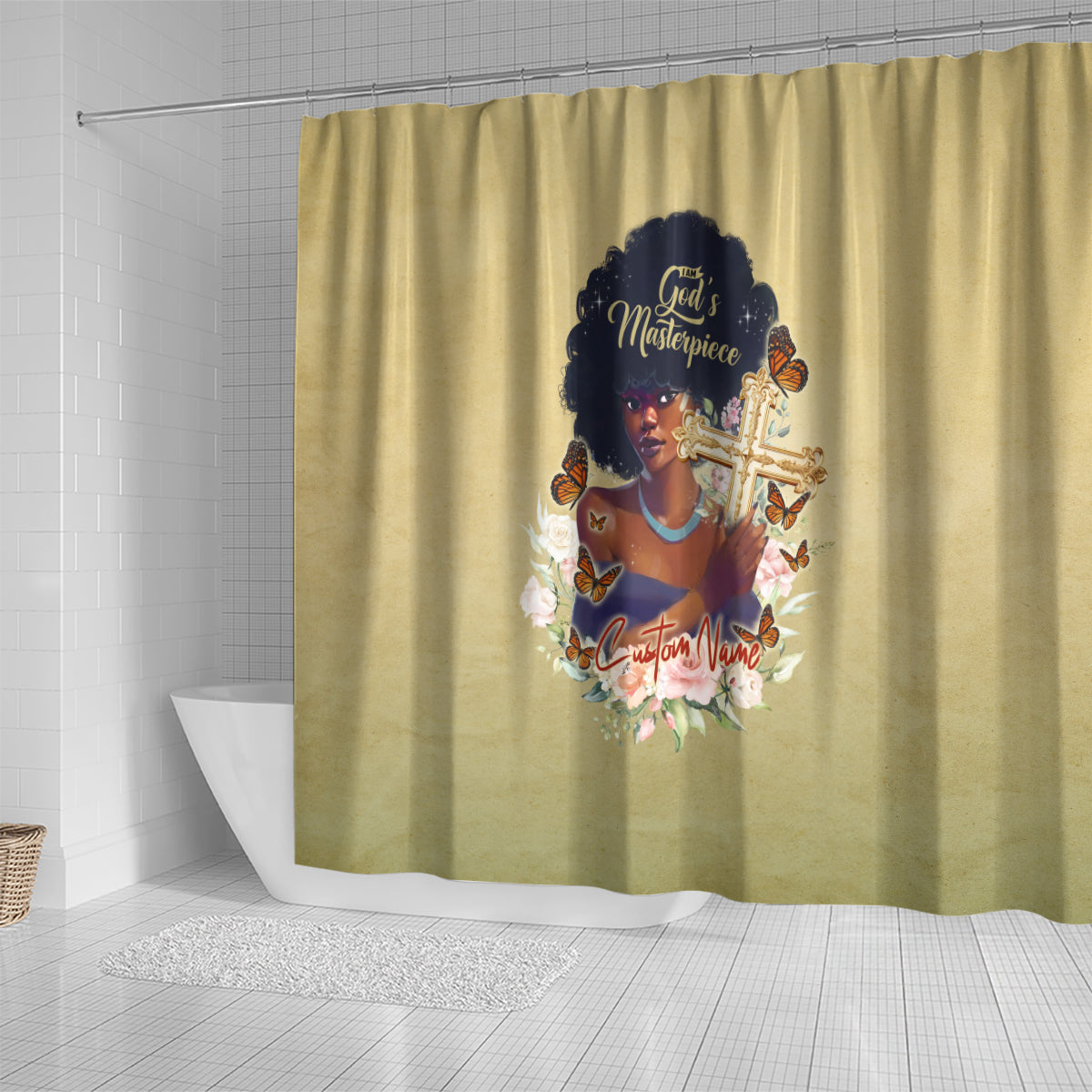 Personalized I Am God's Masterpiece Shower Curtain African Women