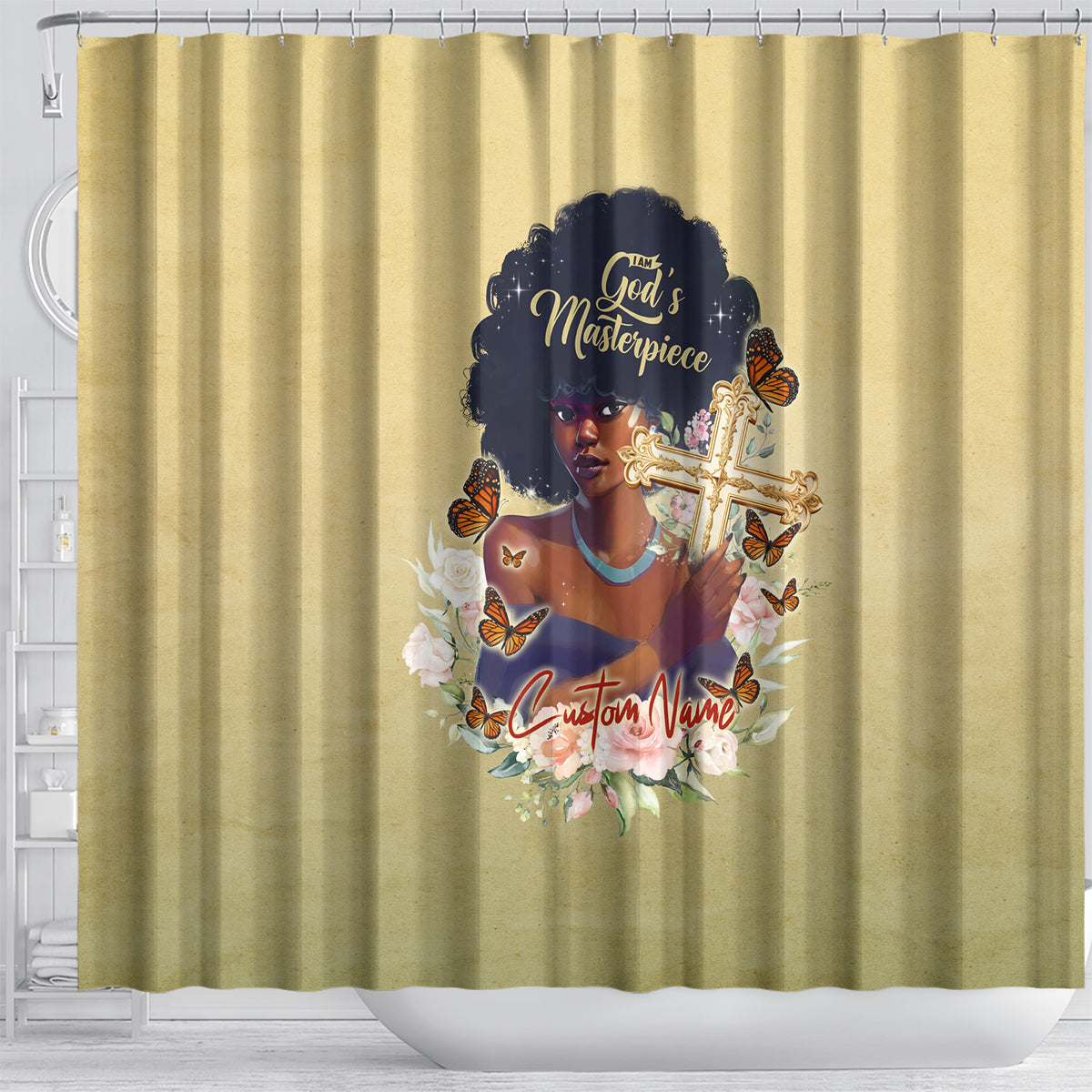 Personalized I Am God's Masterpiece Shower Curtain African Women