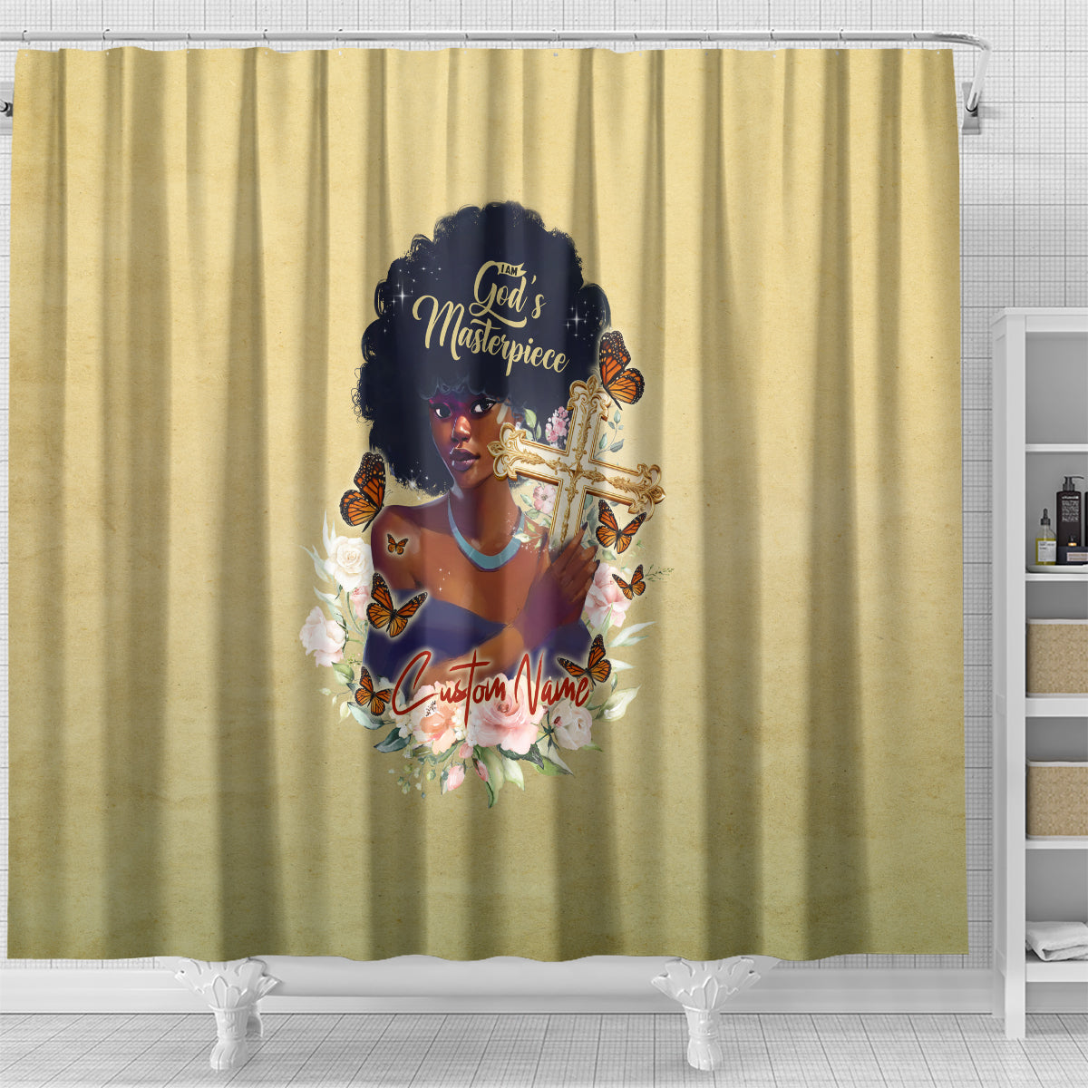 Personalized I Am God's Masterpiece Shower Curtain African Women