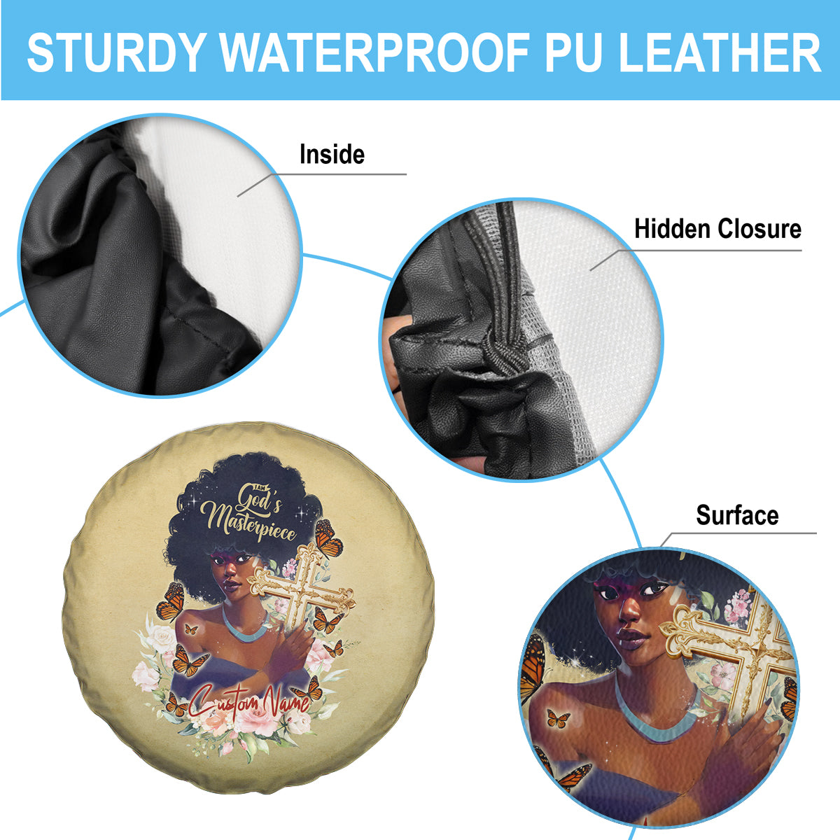 Personalized I Am God's Masterpiece Spare Tire Cover African Women - Wonder Print Shop