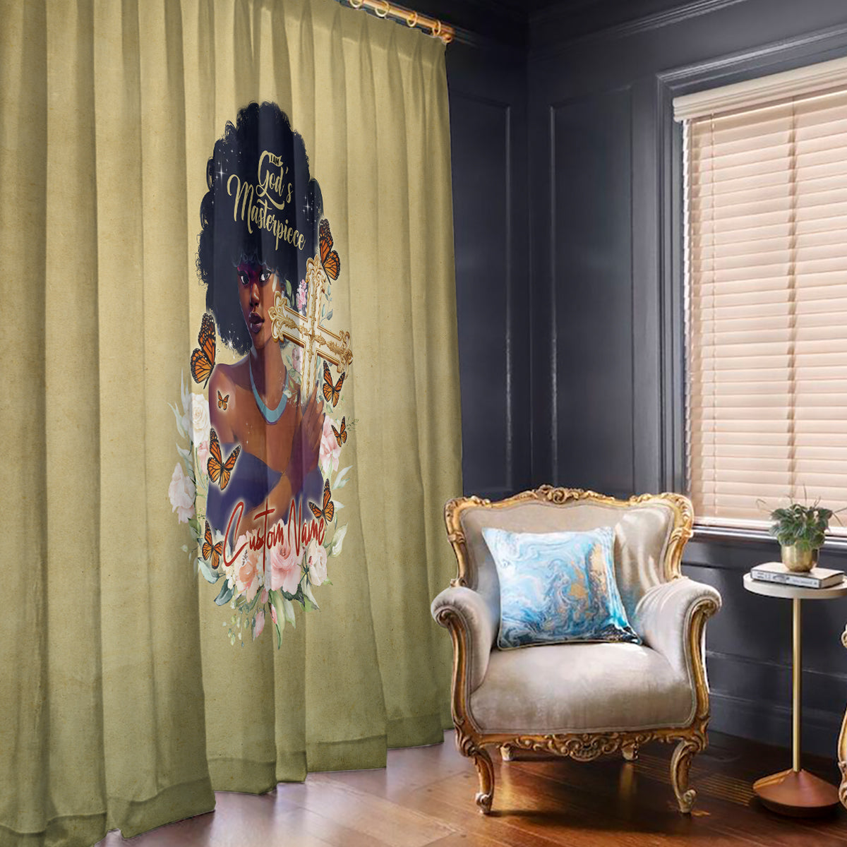 Personalized I Am God's Masterpiece Window Curtain African Women - Wonder Print Shop