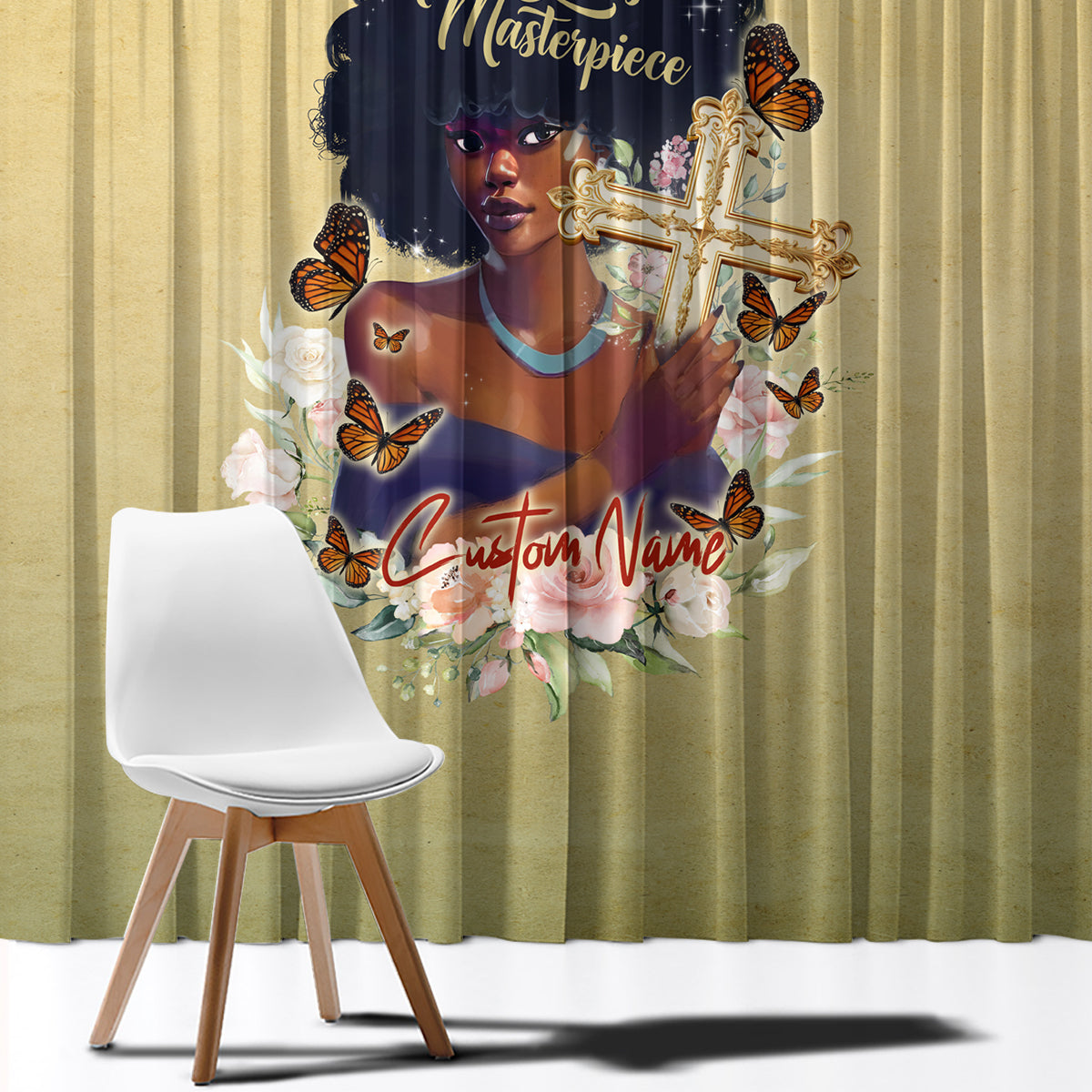 Personalized I Am God's Masterpiece Window Curtain African Women - Wonder Print Shop