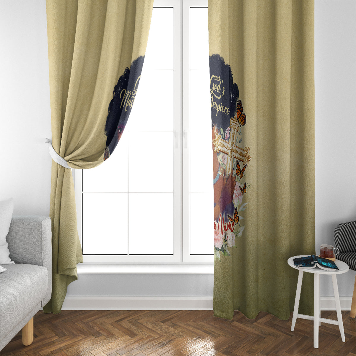 Personalized I Am God's Masterpiece Window Curtain African Women - Wonder Print Shop