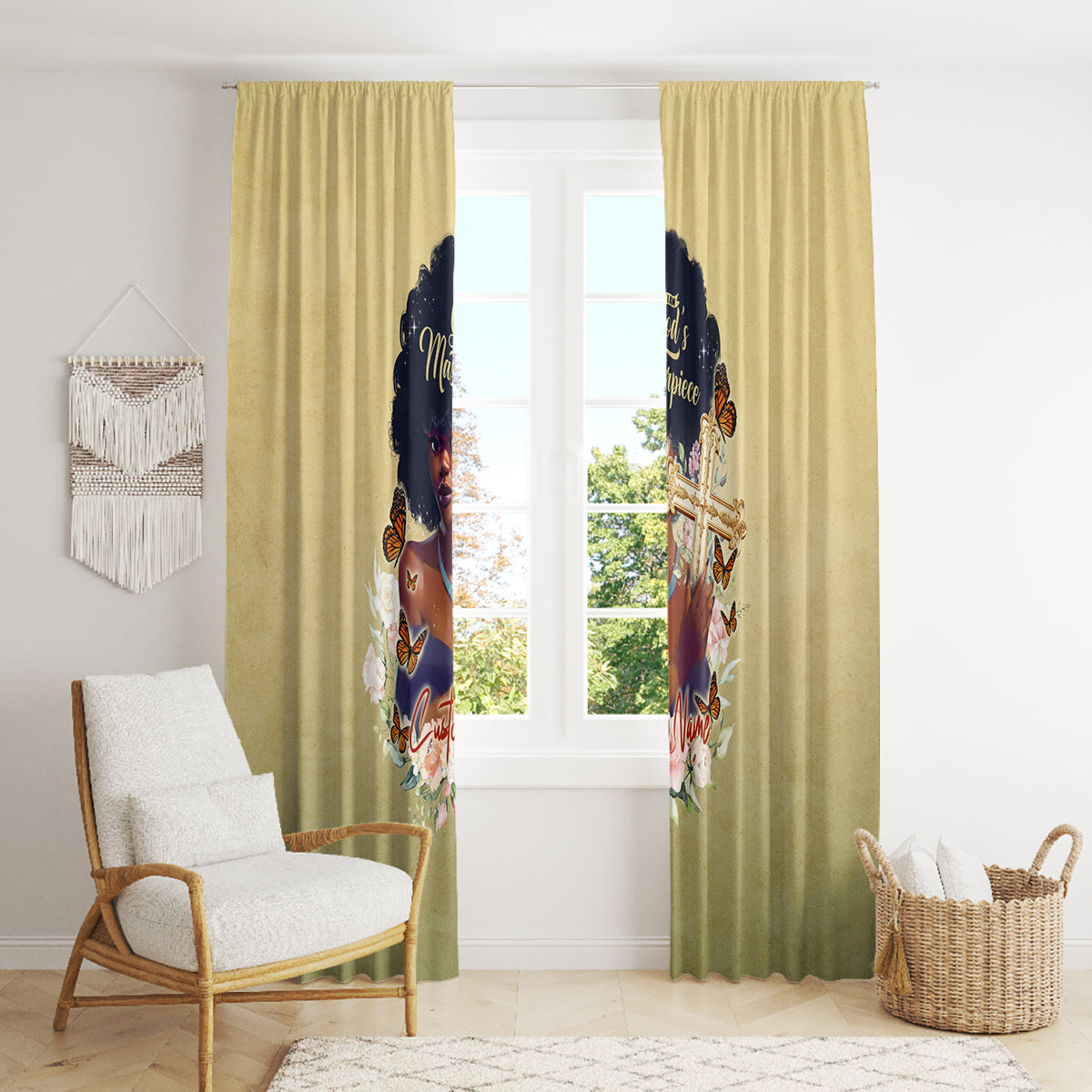 Personalized I Am God's Masterpiece Window Curtain African Women - Wonder Print Shop