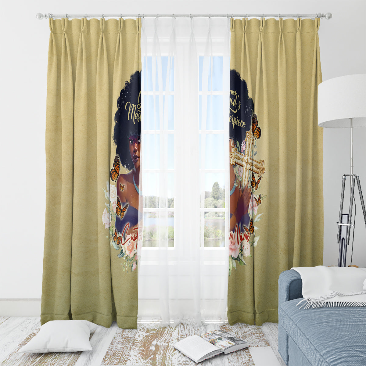 Personalized I Am God's Masterpiece Window Curtain African Women - Wonder Print Shop