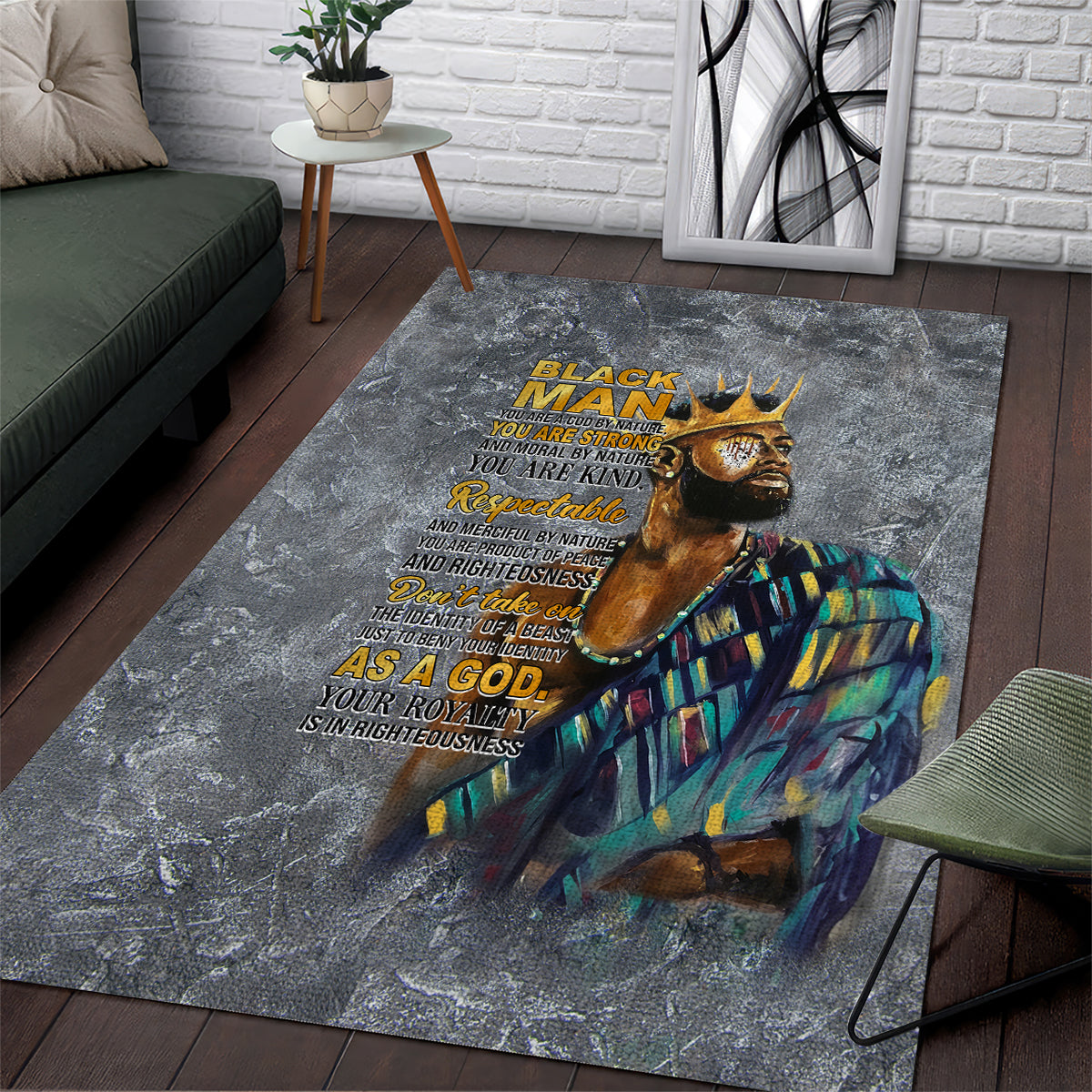 Black Man Africa Area Rug Naturally King - Wonder Print Shop