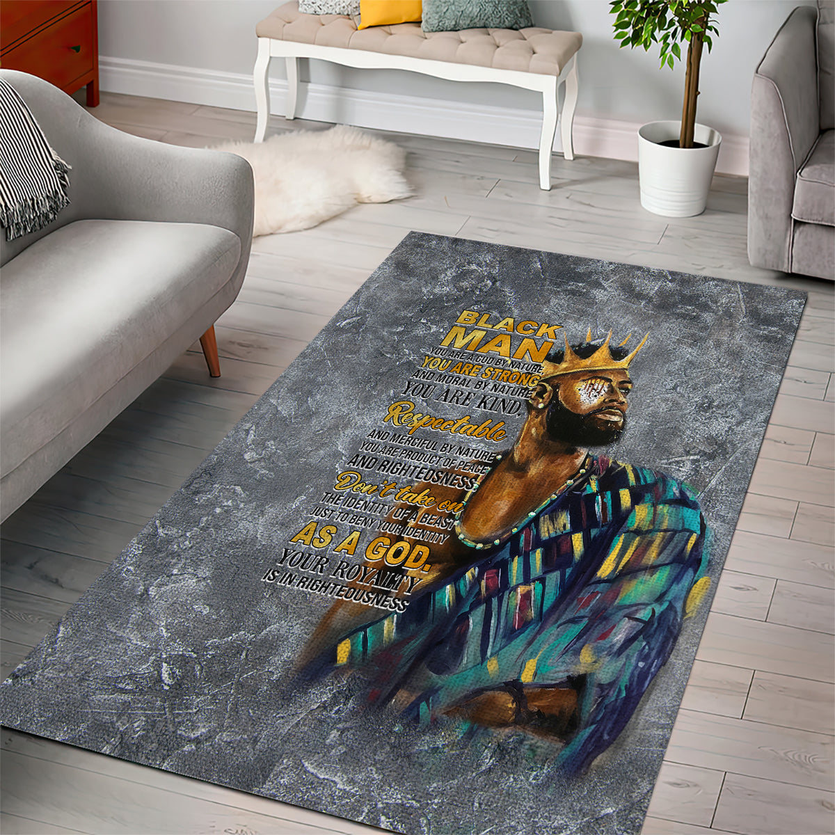 Black Man Africa Area Rug Naturally King - Wonder Print Shop