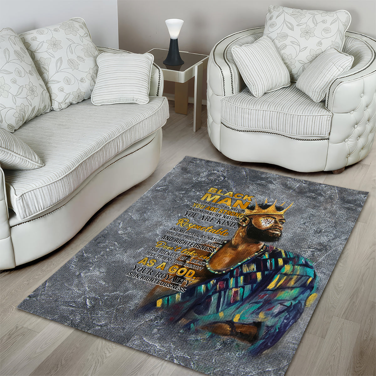 Black Man Africa Area Rug Naturally King - Wonder Print Shop