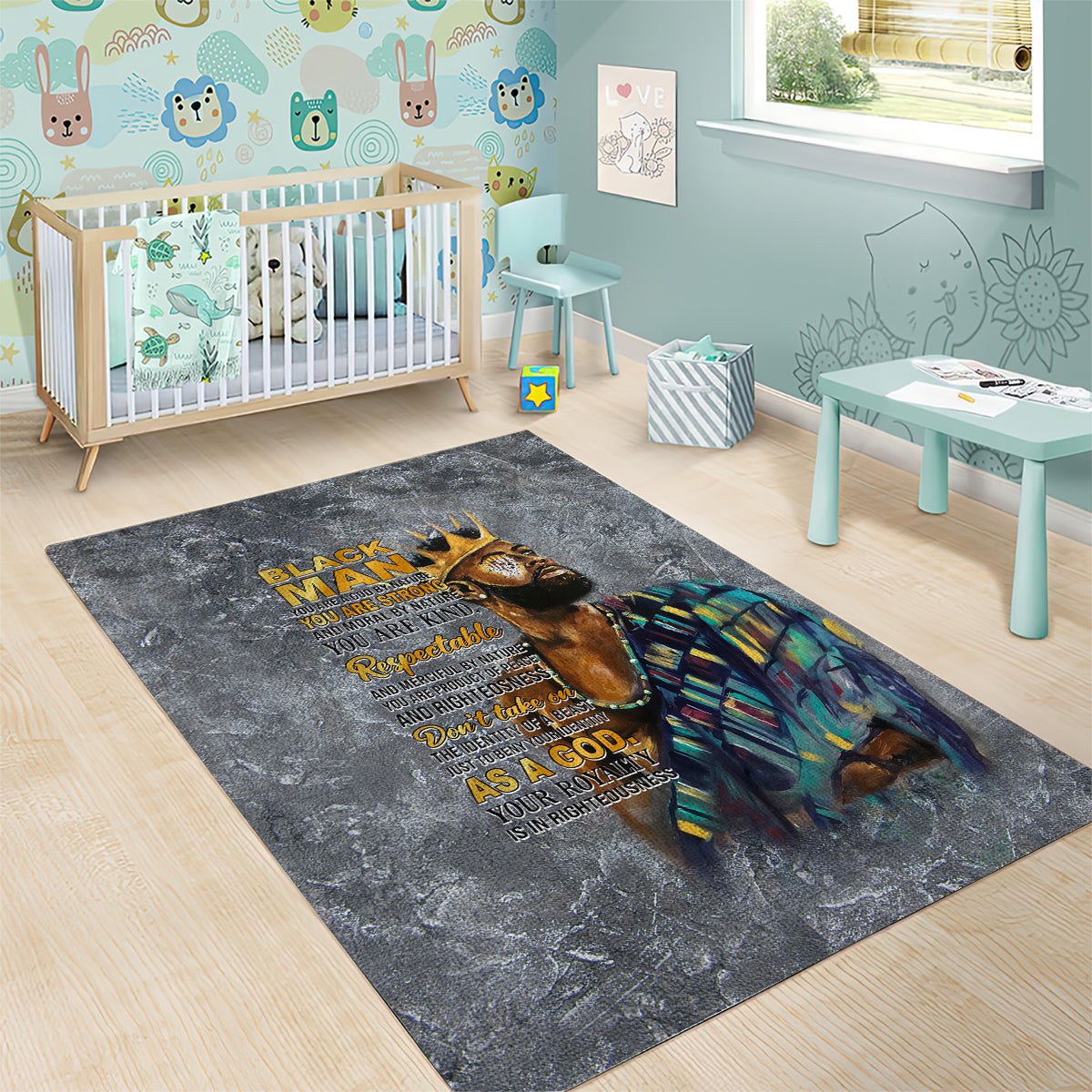 Black Man Africa Area Rug Naturally King - Wonder Print Shop