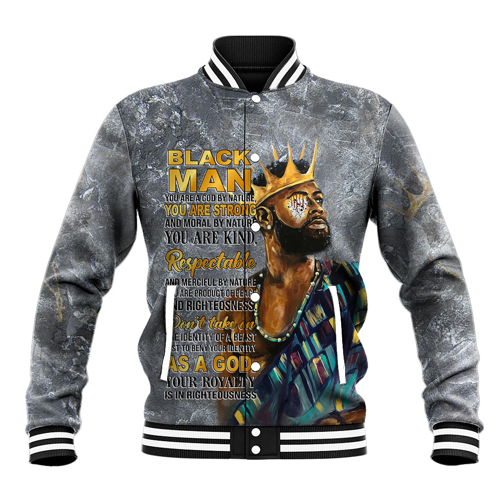 Black Man Africa Baseball Jacket Naturally King - Wonder Print Shop