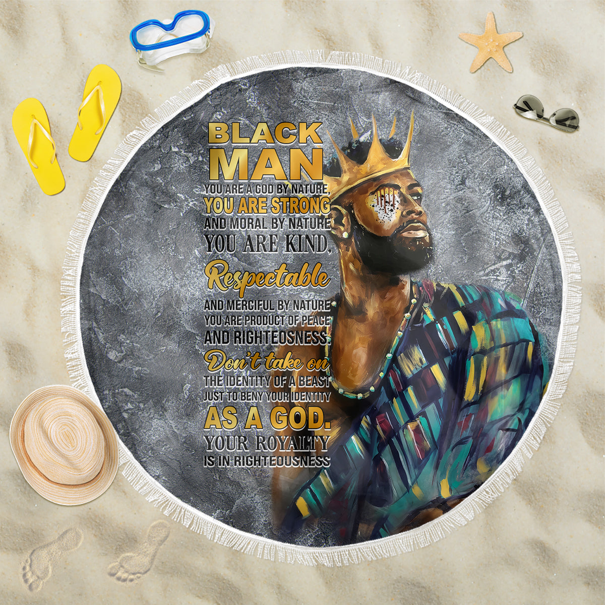 Black Man Africa Beach Blanket Naturally King - Wonder Print Shop