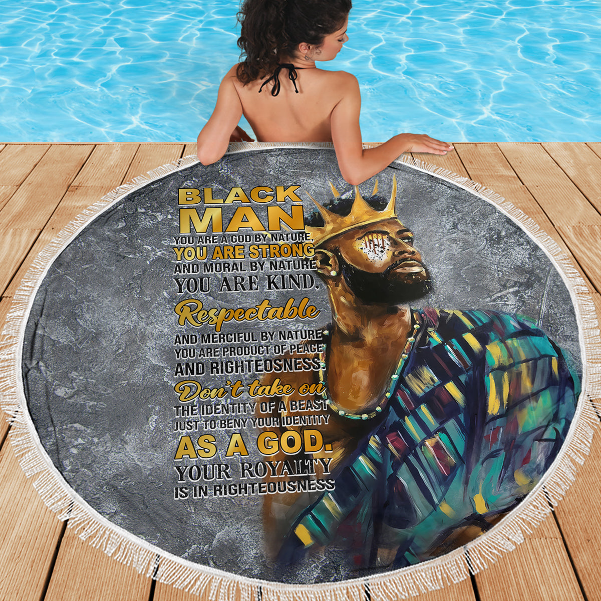 Black Man Africa Beach Blanket Naturally King - Wonder Print Shop