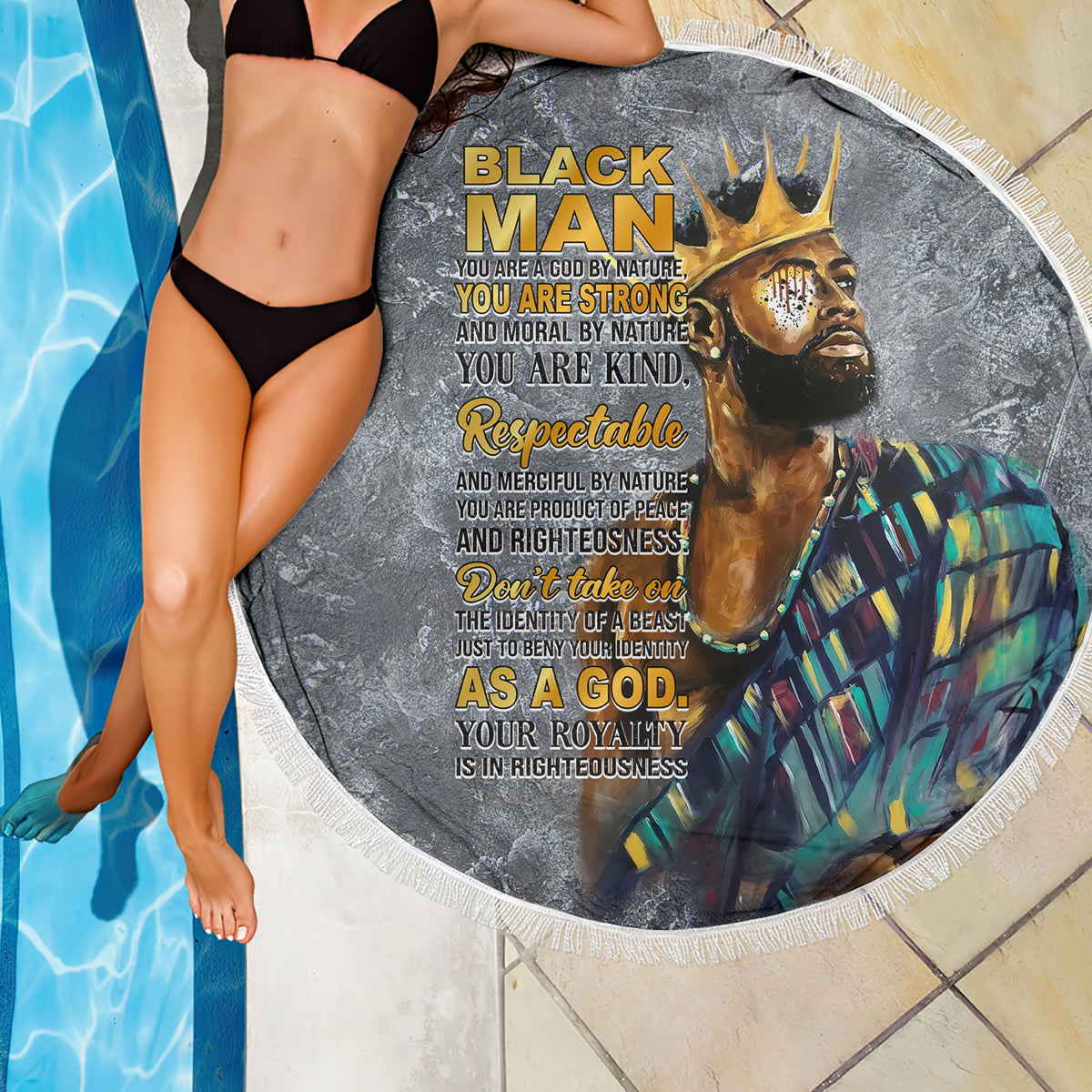 Black Man Africa Beach Blanket Naturally King - Wonder Print Shop