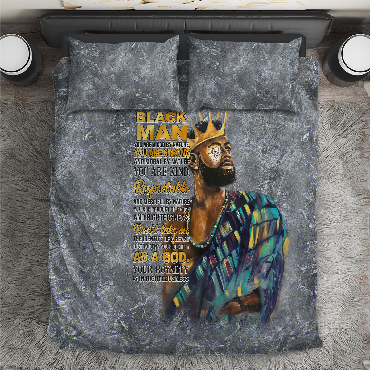 Black Man Africa Bedding Set Naturally King - Wonder Print Shop