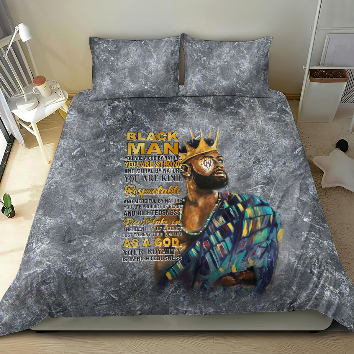 Black Man Africa Bedding Set Naturally King - Wonder Print Shop