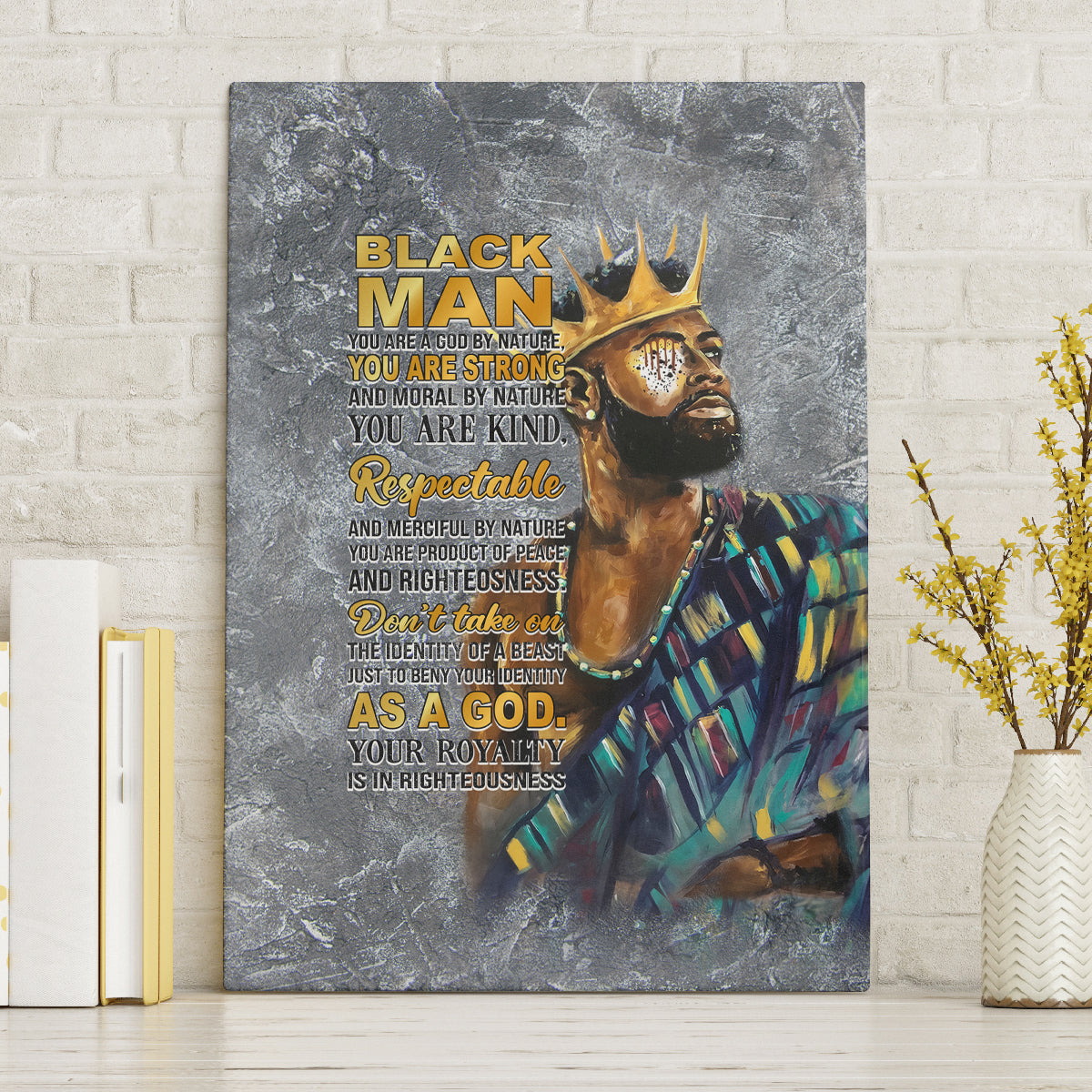 Black Man Africa Canvas Wall Art Naturally King - Wonder Print Shop