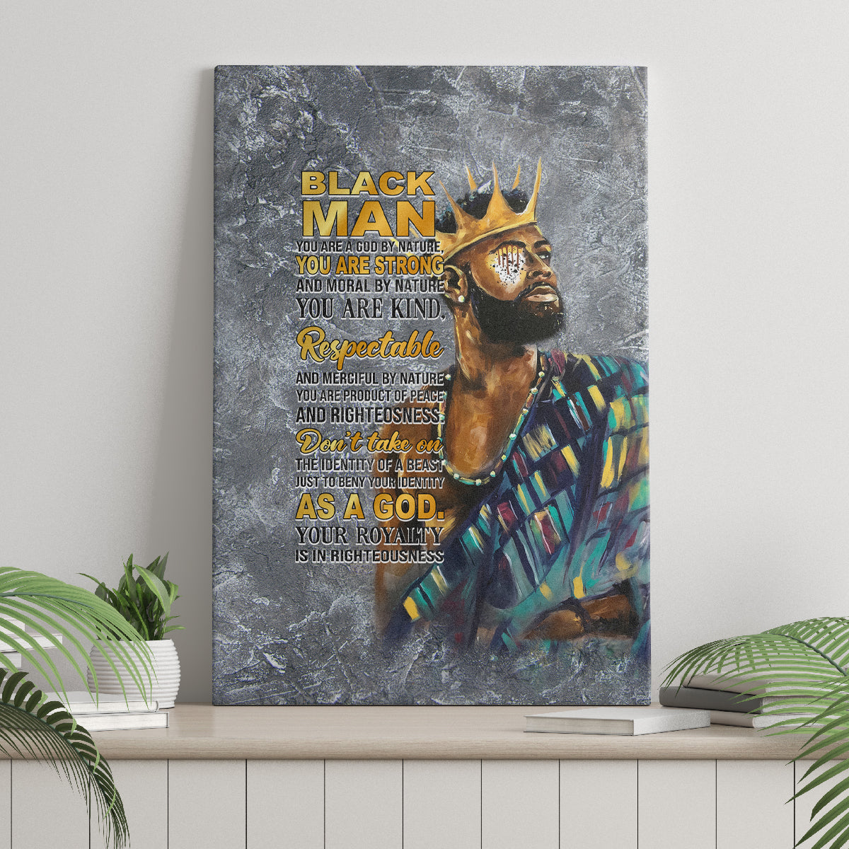 Black Man Africa Canvas Wall Art Naturally King - Wonder Print Shop