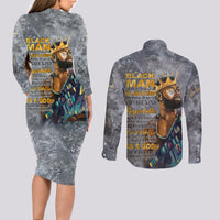 Black Man Africa Couples Matching Long Sleeve Bodycon Dress and Long Sleeve Button Shirt Naturally King - Wonder Print Shop
