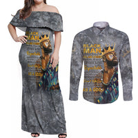 Black Man Africa Couples Matching Off Shoulder Maxi Dress and Long Sleeve Button Shirt Naturally King - Wonder Print Shop