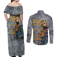 Black Man Africa Couples Matching Off Shoulder Maxi Dress and Long Sleeve Button Shirt Naturally King - Wonder Print Shop